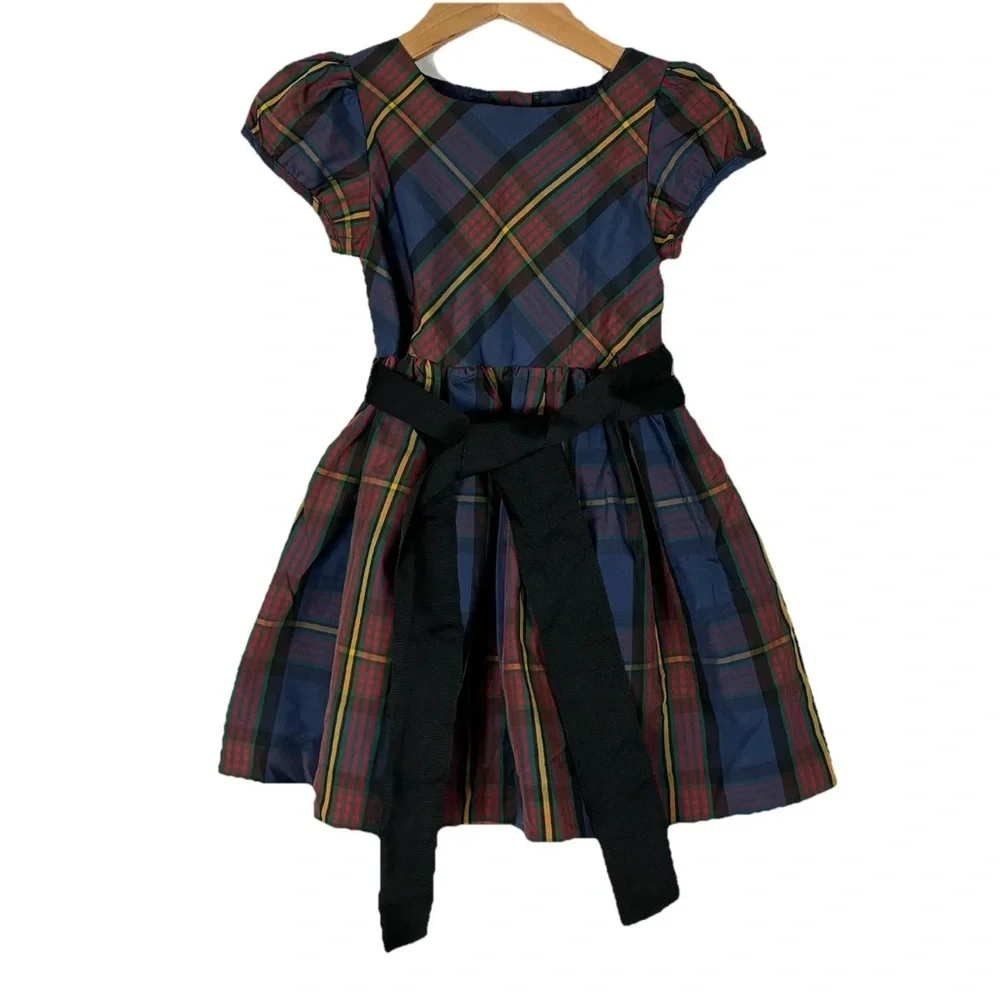 Ralph Lauren Tartan Plaid Bow Dress 24M Holiday Preppy Christmas